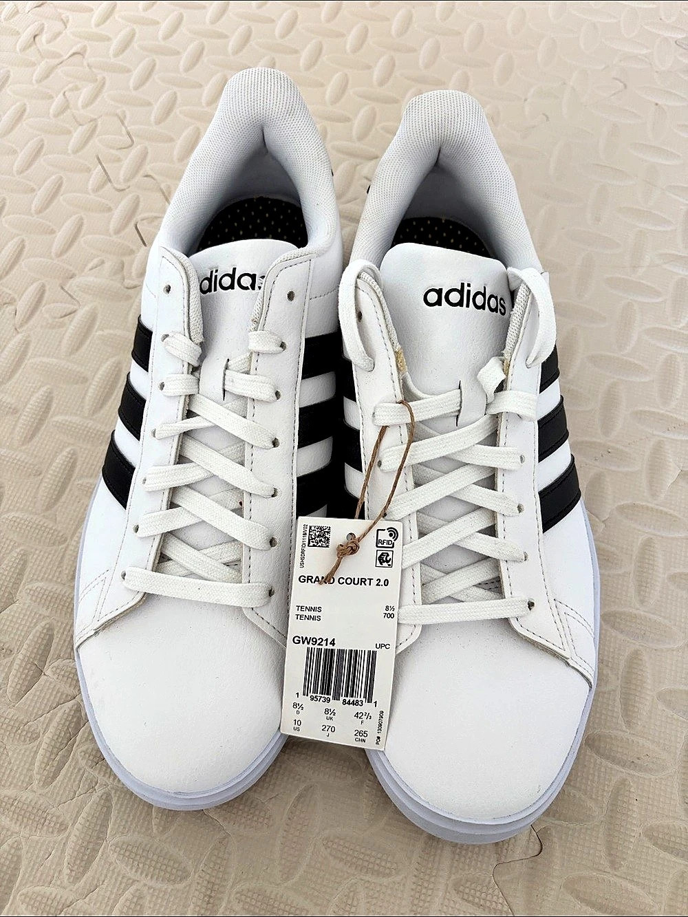 adidas Grand Court 2.0 Sneakers White & Black US 10 NWT